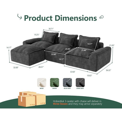 Cloud Modular Sectional Sofa L-Shaped Large Seater with Ottoman Removable Cover Comfortable Living Room Furniture