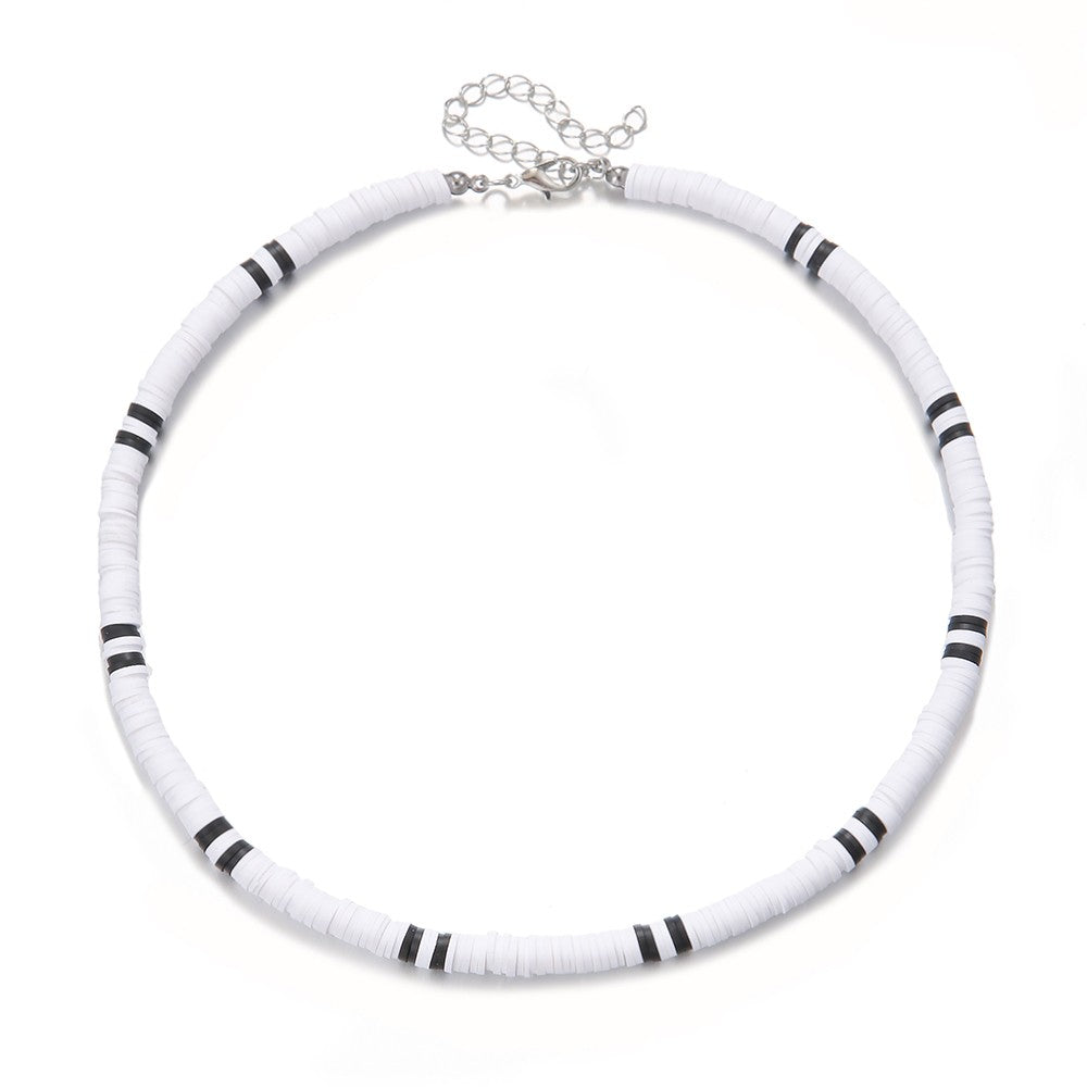 Colar Masculino Artesanal de Contas de Madeira e Argila Colar Fashion Vintage Africano de Contas Brancas para Homens Colar de Surfista de Praia Joias Tribais
