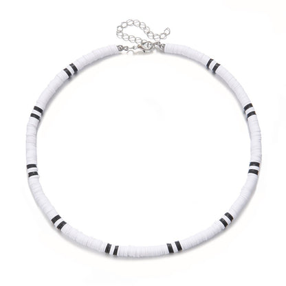 Colar Masculino Artesanal de Contas de Madeira e Argila Colar Fashion Vintage Africano de Contas Brancas para Homens Colar de Surfista de Praia Joias Tribais