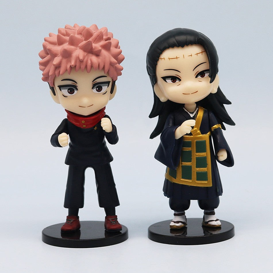 7 Peças/Pacote Q Posket Jujutsu Kaisen 9cm Boneco Satoru Gojo Itadori Yuji Geto Suguru Nobara Megumi Coleção Personagens Enfeites