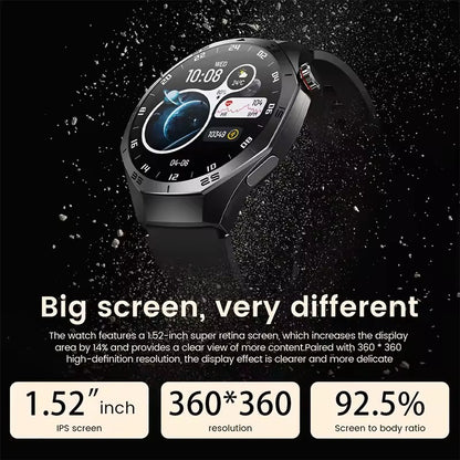 Smartwatch GUHUAVMI GT5 Pro 2025 Masculino com Tela HD AMOLED, GPS, Monitor de Trajetória de Movimento, Frequência Cardíaca, Chamada Bluetooth e 1.52", IP68