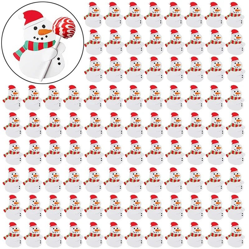 Christmas Lollipop Paper Cards Cartoon Santa Claus Penguin Snowman Kids Candy Gifts Package Wrapping New Year Party Decoration