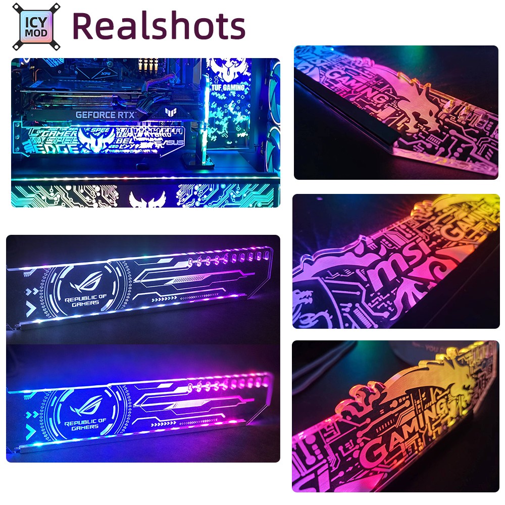 Suporte de GPU Horizontal ARGB Personalizável para VGA RGB Suporte para Placa de Vídeo Placa Gráfica Base AURA DIY PC Water Cooler CPU