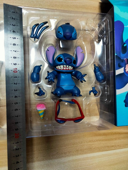 2025 Nova Figura de Ação Kaiyodo Stitch Revoltech Stitch Figura Articulada Modelo Móvel Brinquedos Versão KO Coleção Presentes Infantis