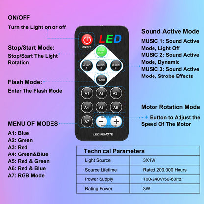 U'King 4PCS RGB LED Stage Disco Light Rotating DJ Ball Strobe Remote Control LED Magic Ball Light Christmas Party Club Show Lamp
