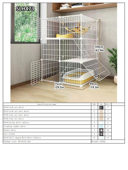 Grande Gaiola de Gato para Uso Doméstico, Vila de Gatos Gigante Interna, Estrutura de Escalada para Gatos com Espaço Livre de Várias Camadas, Casa de Gatos Luxuosa, Casa de Gatos