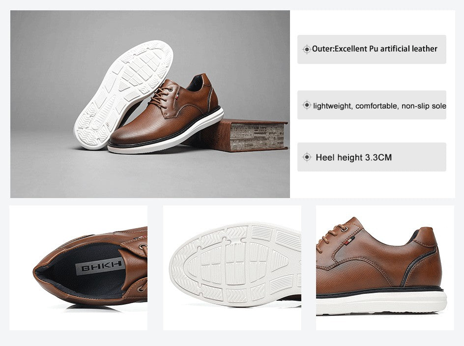 BHKH 2025 Genuine Leather Dress Shoes Comfy Men Casual Shoes Smart Business Work Office Lace-up Men Shoes