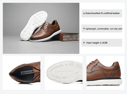 BHKH 2025 Genuine Leather Dress Shoes Comfy Men Casual Shoes Smart Business Work Office Lace-up Men Shoes