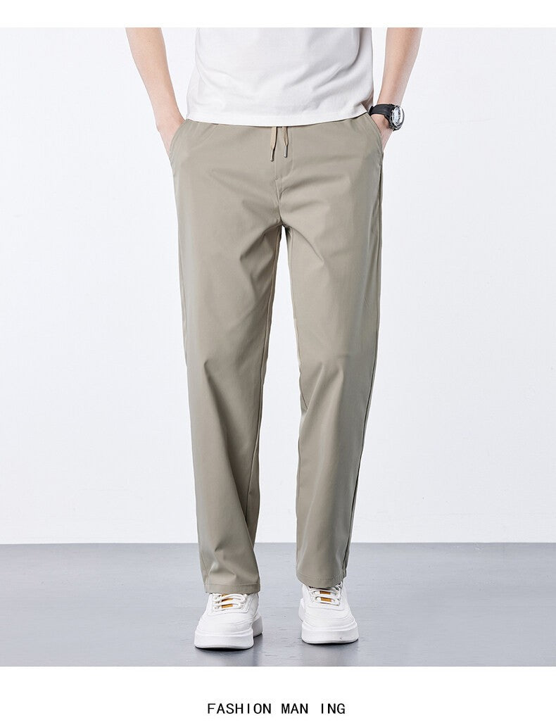 Calça Masculina Casual de Verão Seda Gelo Calça com Elástico na Cintura Calça de Corrida Fresca Respirável 5GG
