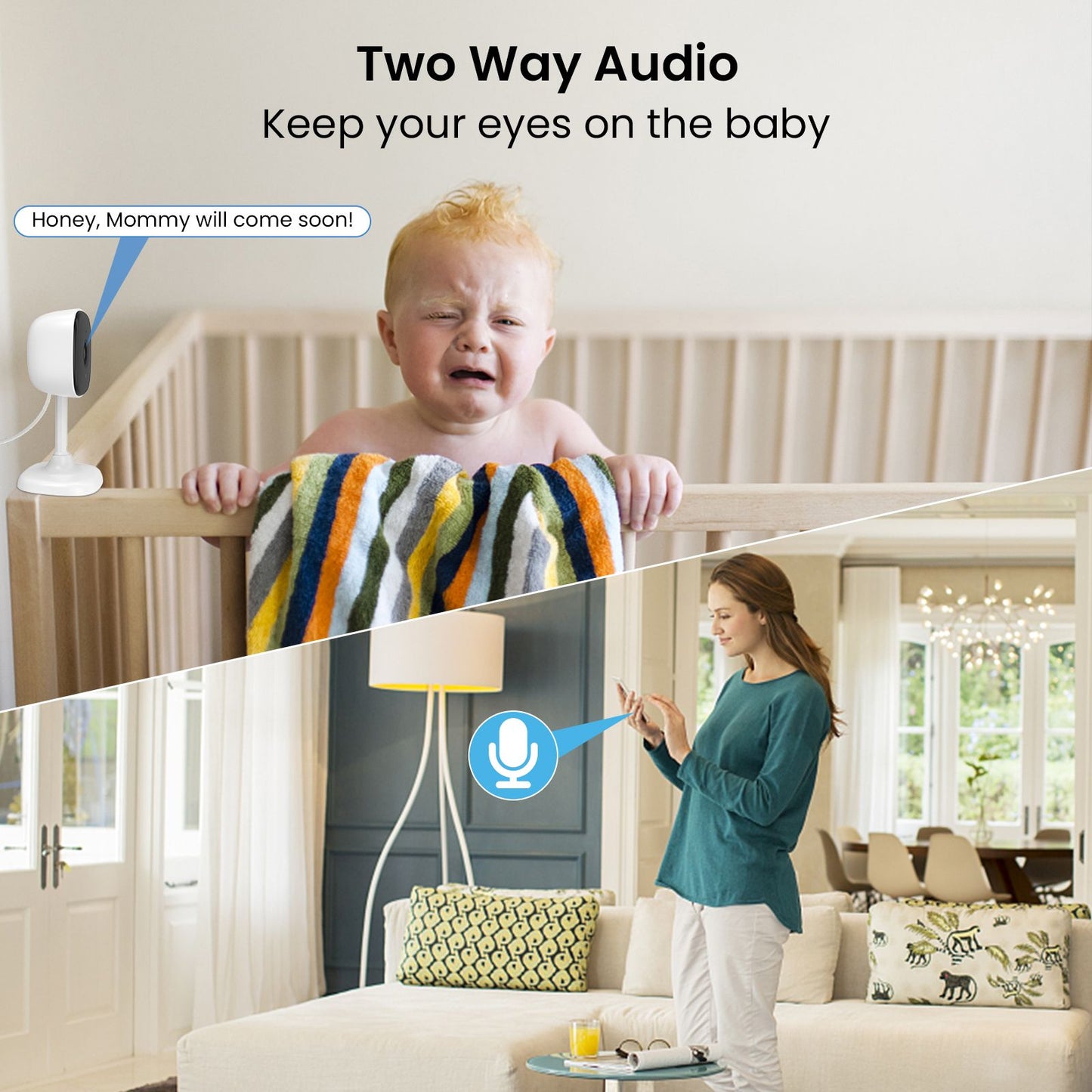 1080P Hd Wifi Ip Camera Indoor Night Vision Ai Detection Surveillance Cube Cameras for Pet Baby Monitor with Alexa & Google Home