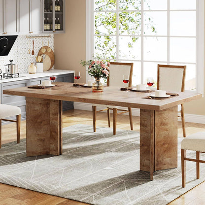 Rectangular Farmhouse Dining Table for 4-6 People, Spacious Tabletop for Kitchen and Dining Room