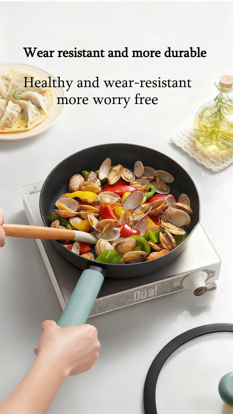 Fritadeira Funda Antiaderente 24cm LAN MI Panela para Fritar Wok Panela para Café da Manhã Panela para Panqueca Panela de Corpo Mais Fundo Panelas Multifuncionais