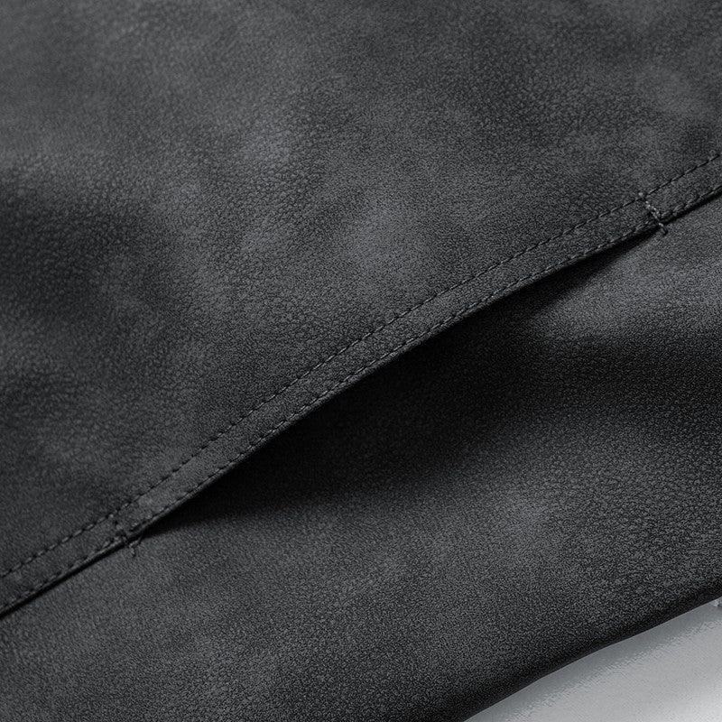 Leather Jacket Men Suede Coats Black Pockets Oversized 6XL 7XL 8XL Plus Size Street Motorcycle Button Autumn Brand Waterproof