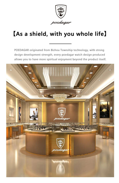 POEDAGAR Luxury Business Men Wristwatch Waterproof Luminous Date Military Man Watch Stainless Steel Fashion Men's Quartz Watches