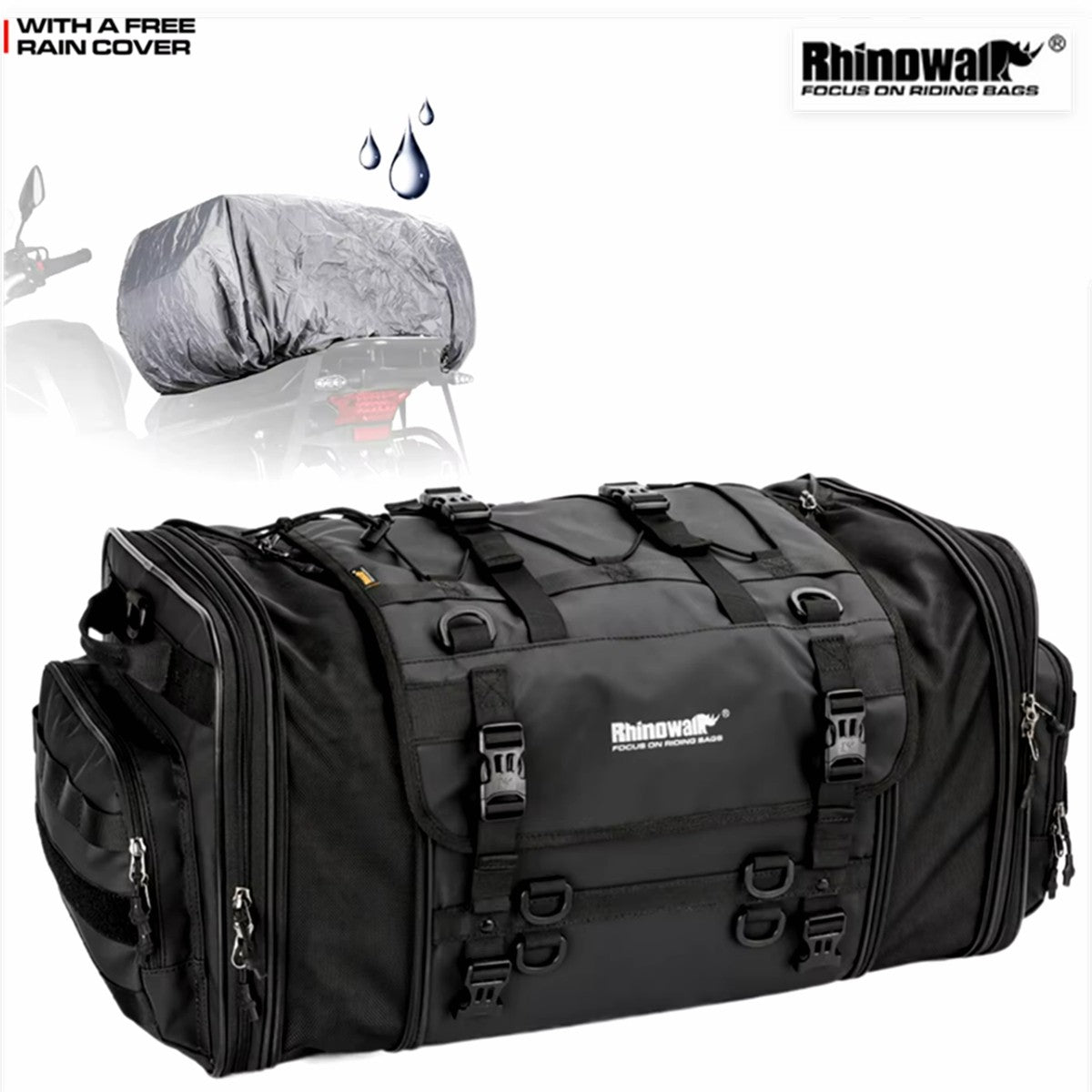 Motorcycle Tail Bag Waterproof 20L-60L Expandable Back Seat Saddle Bag Luggage Pannier Motorcycle Accessories Rider Backpack