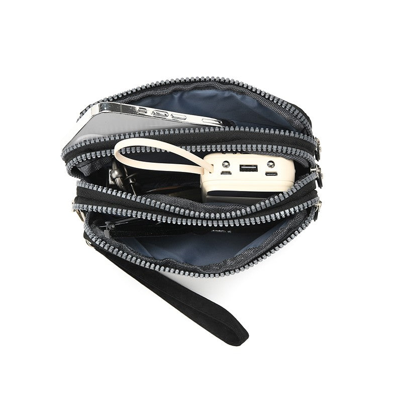 New long women's clutch, three-layer zipper, large-capacity coin purse