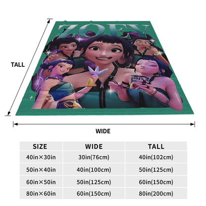 Kpop Demon Hunters Zoey Huntrix Blankets  Plush Vintage Soft Throw Blankets for Bedspread Summer,