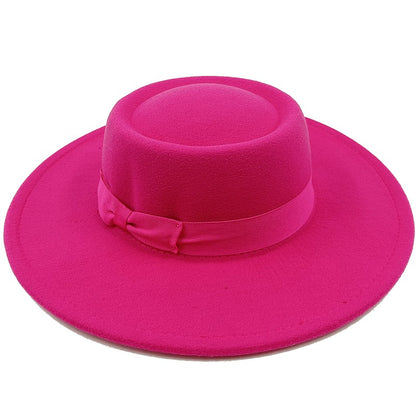 Chapéu Fedora unissex de inverno, superfície circular côncava e convexa, chapéu de jazz de feltro liso, elegante para homens e mulheres.