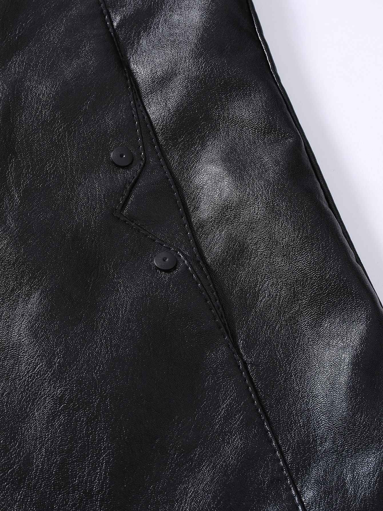 2024 Spring New Men's Business Casual Slim Long-sleeved Pu Leather Jacket Jacket Side Seam Pocket Zipper Solid Color