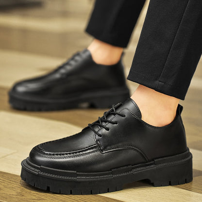 Thick Sole Formal Black Men Leather Shoes Luxury Brand Designer Platform Casual Shoes Wedding Dress Oxfords Shoes Men Work Shoes