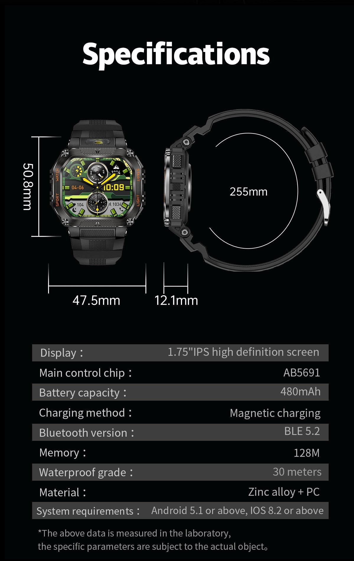 2025 COLMI P85 Smart Watch Men Bluetooth Call Outdoor Rugged Smartwatch 3ATM IP68 Waterproof Flashlight Sports Fitness Watches