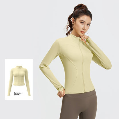 S-3XL New Style Workout Jacket Women Seamless Sports Outerwear Yoga Running Coat Stretchy Zip Up Gym Wear Slim Fit Breathable