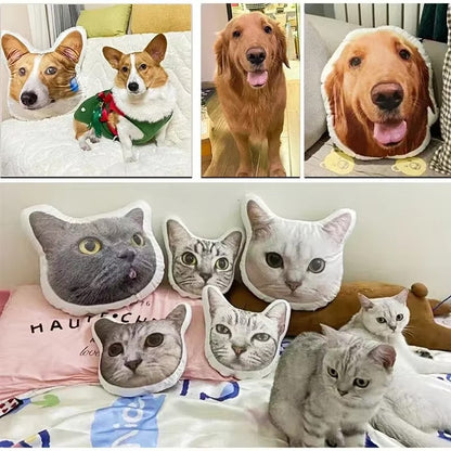 Travesseiro Personalizado Novo de Inverno com Foto Almofada de Cachorro e Gato 3D com Estampa de Desenho Animado de Animais para Sofá e Cama Decorações Presentes de Aniversário Exclusivos