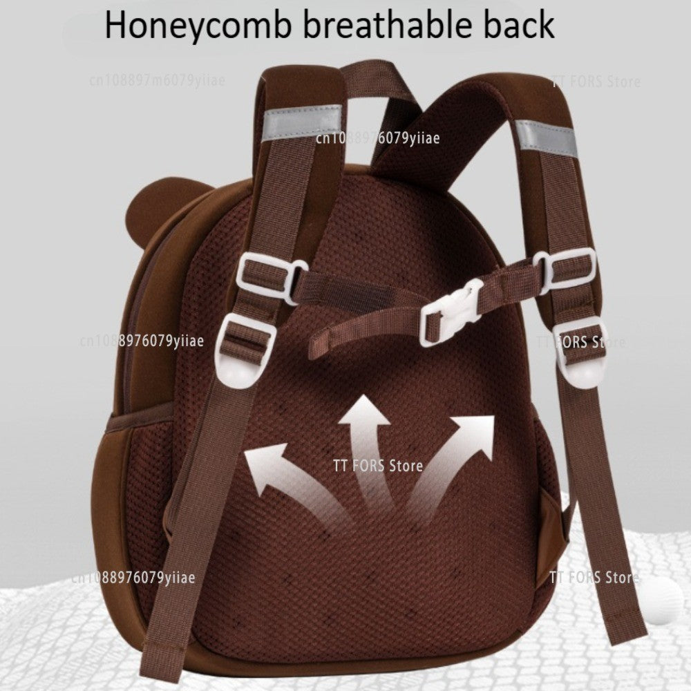 Cute Large Capacity Children's Backpack Cartoon Breathable Student Schoolbag Bear Animal Shaped Schoolbag Boys Girls Gift