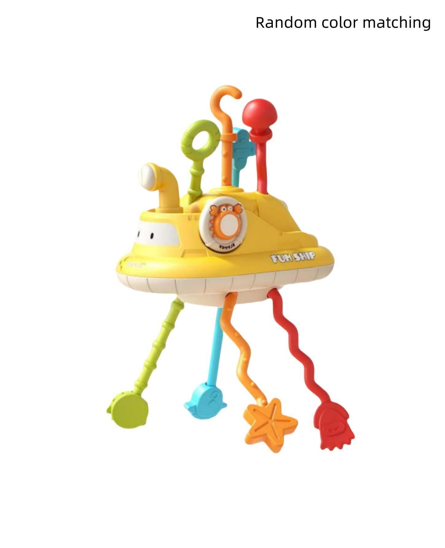 1-3Year Babies Random color matching  Sensory Montessori Toys Silicone Pull String Toy for 0 12 Months Teething Small boat desig