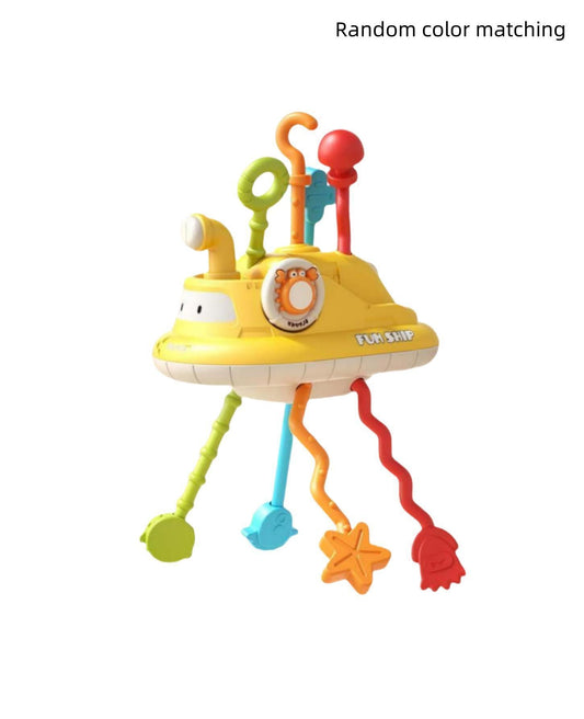 1-3Year Babies Random color matching  Sensory Montessori Toys Silicone Pull String Toy for 0 12 Months Teething Small boat desig