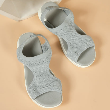 Women's Shoes 2025 Summer Comfortable Casual Sports Sandals Women's Beach Wedge Sandals Women's Mesh Knitted Roman Sandals