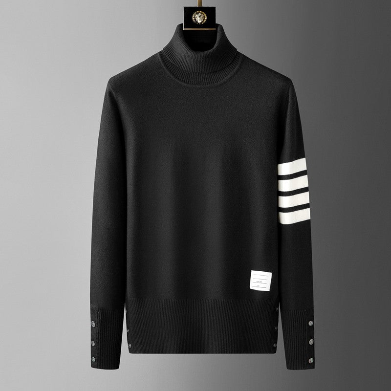 Luxury fashion brand men's knitted sweater autumn and winter new high-end striped design Korean version boutique casual pullover