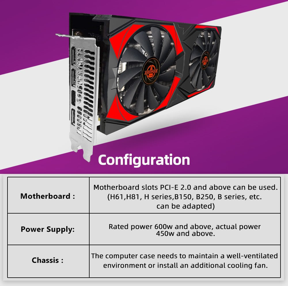 AIBOMAN NOVA AMD RX5700XT 8GB GDDR6 256Bit 7nm Placa de Vídeo para Jogos PCI Express 4.0x16 Montagem de Computador de Mesa