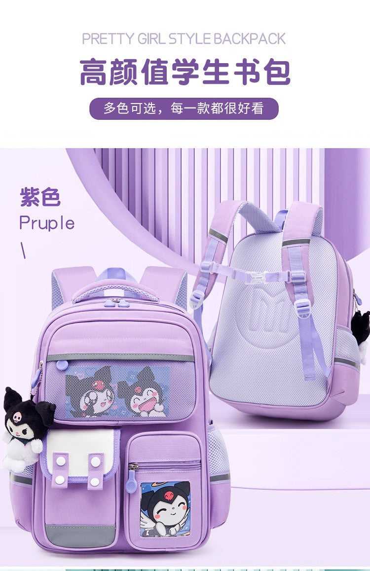 Mochila infantil de grande capacidade estilo britânico para meninas do ensino fundamental, leve, que reduz o peso e protege a coluna vertebral