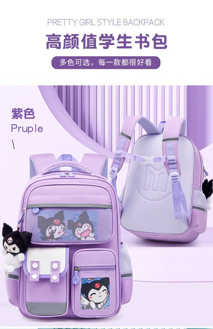 Mochila infantil de grande capacidade estilo britânico para meninas do ensino fundamental, leve, que reduz o peso e protege a coluna vertebral