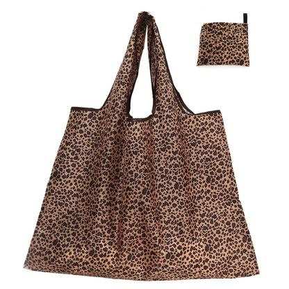 Grocery Tote Bags Leopard Floral Printed Large Capacity Folding Bag for Shopping Environment Grocery Storage Bag Recycle Use