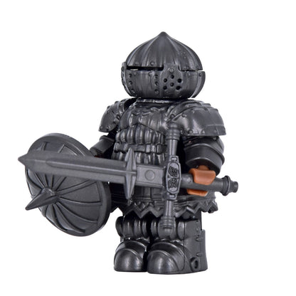 Miniatura de Cavaleiro da Cebola Medieval com Armadura Detalhada de Cavaleiro Negro e Blocos de Montar de Escudo Intercambiável