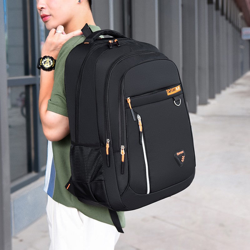 Mochilas Minimalistas de Grande Capacidade Masculinas Impermeáveis Oxford Mochila Escolar para Deslocamento Casual de Negócios Múltiplos Bolsos Bolsa de Viagem