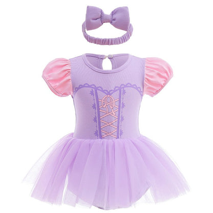 Infant Baby Girl Jumpsuit Dress Little Girl Princess Romper Dress With Headbands Kids Clothes Size 70-80-90-100
