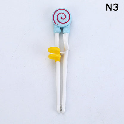 {MX} Cute Cartoon Animal Head Chopsticks For Children Eating Training with Finger Guide Food Grade Plastic Baby Learn Chopsticks