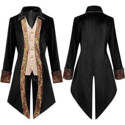 Men's cool steampunk gothic Victorian stylejacket cosplay retro purple velvet tailcoatmedieval dress uniform Renaissance cloth