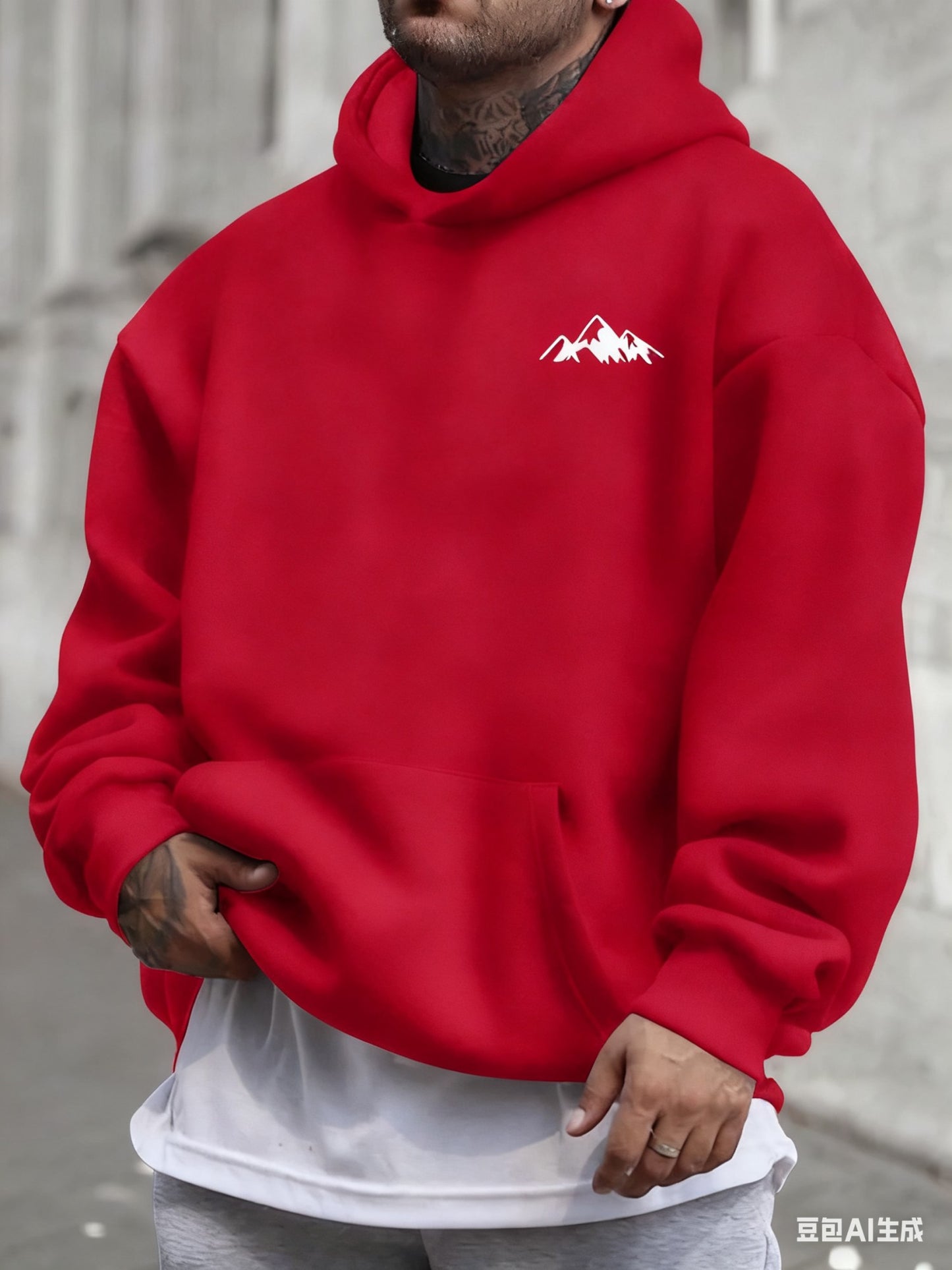 Men's Casual Pink Hoodie Fashionable Pattern Long Sleeve Regular Fit Casual Wear Hoodie Front Blended Hoodie