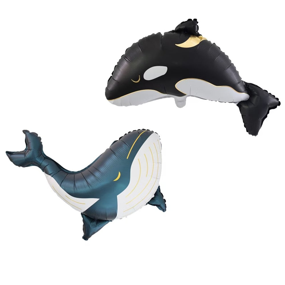 2 Blue/Black Whale Foil Balloons, Birthday Party Atmosphere Decoration, Ocean-Themed Event Gift Props, Indoor and Outdoor Room D