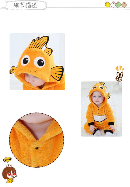 Cosplay Clothes Baby Romper Onesie Infant Boy Girl Cartoon Nemo Baby Onesie Ropa Bebe Rompers Onesie Winter Soft Outfit Costume