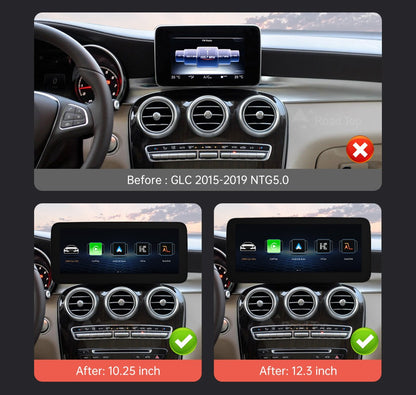 Tela multimídia Linux CarPlay sem fio Android Auto para Mercedes-Benz W205 W176 GLC A C Classe V W447 CLA GLA 2015-2018 NTG5.0
