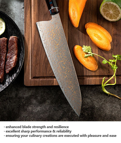Amber VG10 Damascus Steel Kitchen Knife Set with Resin Handle, Damascus Chef Knife Set, Latest Styles, 37Layers, VG10