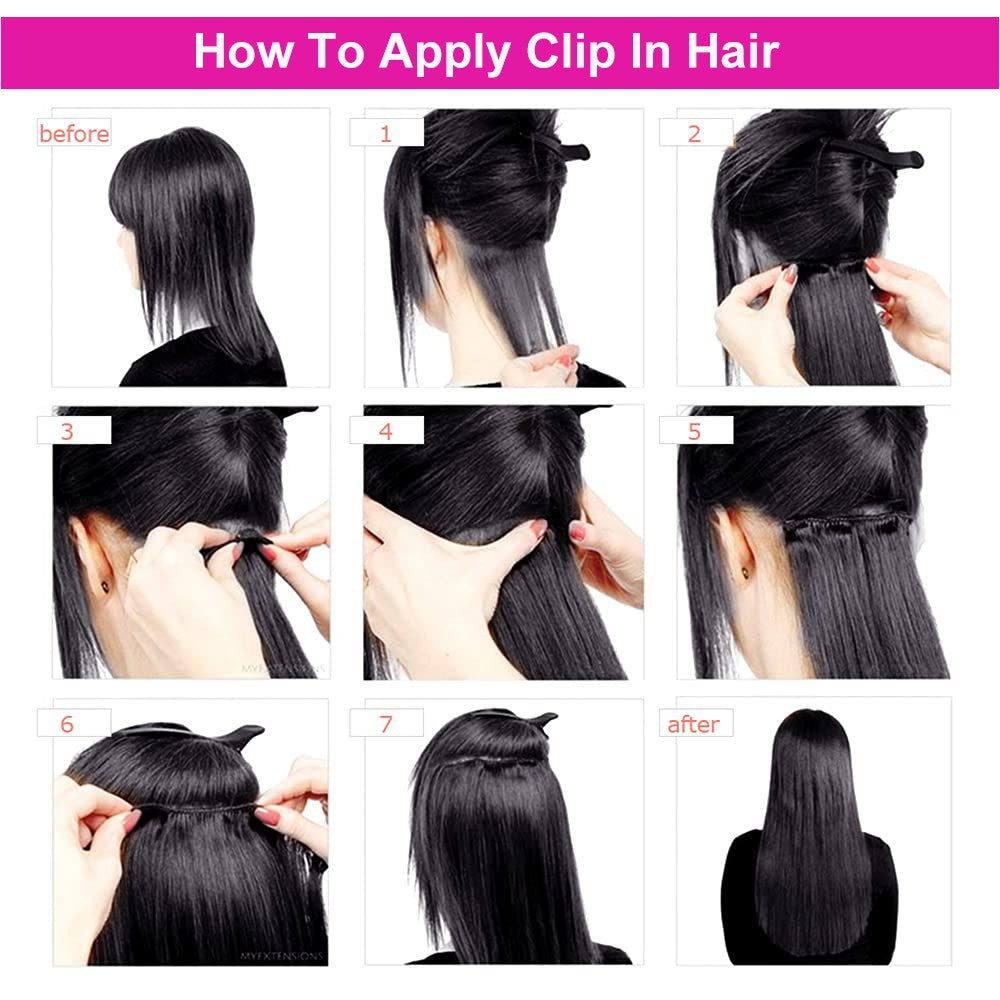 Extensões de Cabelo Tic Tac Cabelo Humano Real cor #4 Castanho Chocolate Extensões de Cabelo Tic Tac 8 peças Cor Preto Natural 26 Polegadas