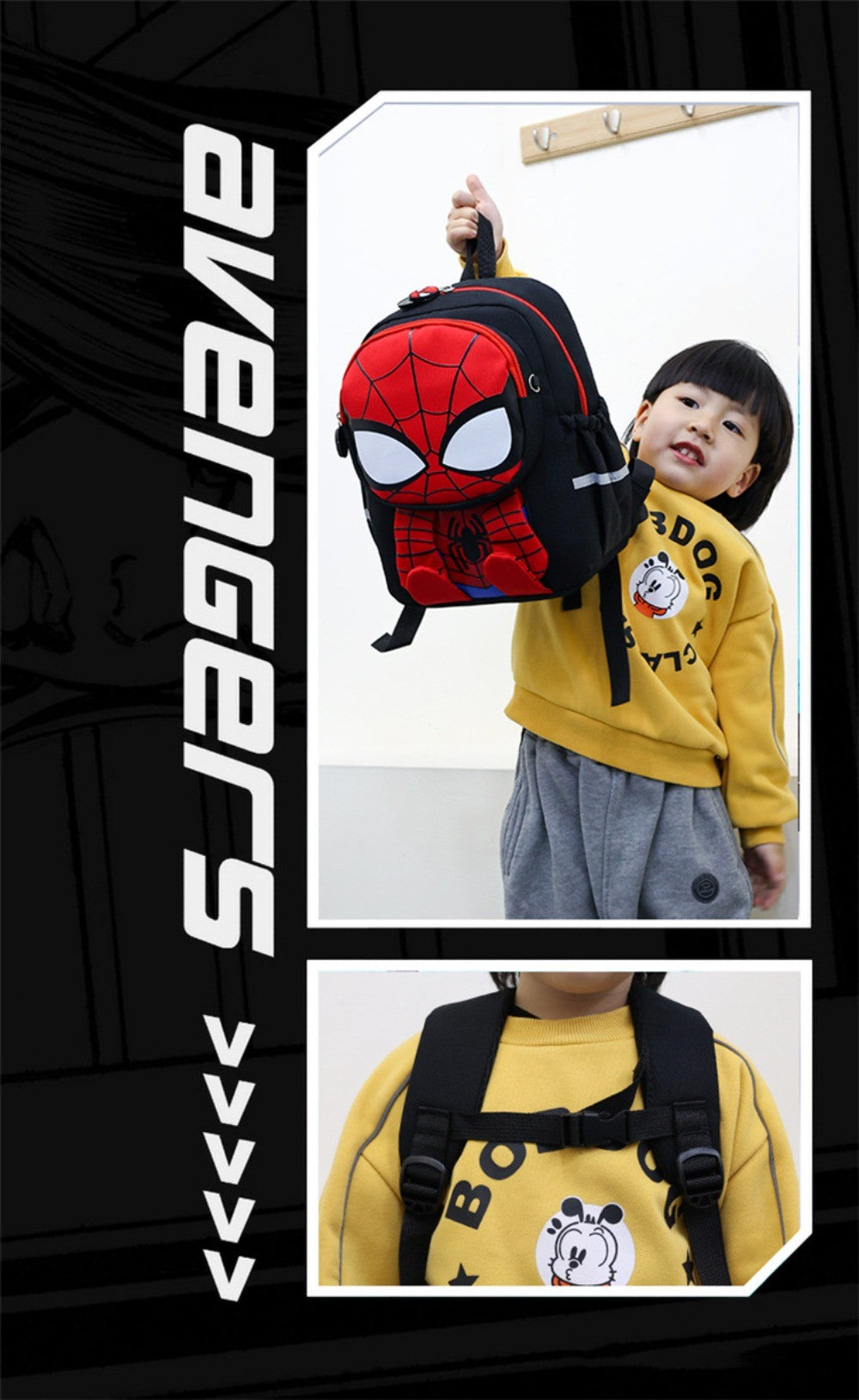Mochila Infantil Escolar de Capitão América Homem Aranha Homem de Ferro Fofa Desenho Animado para Meninos Leve para Jardim de Infância