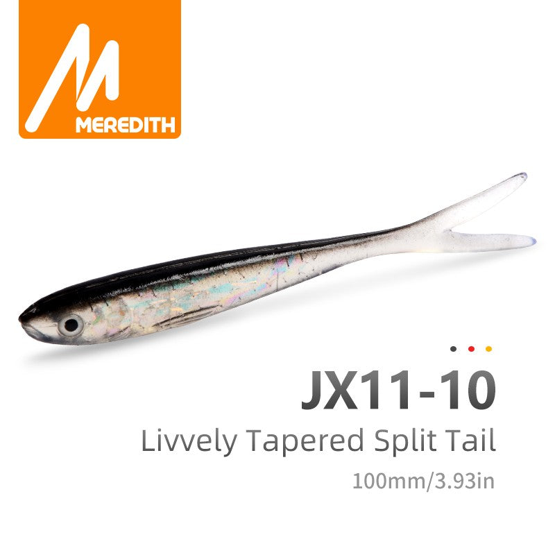 MEREDITH 5 pçs 100mm 4.4g Iscas macias de pesca para água salgada e doce Silicone Minnow Vermes Wobblers Isca artificial Bass Tackle Jigs