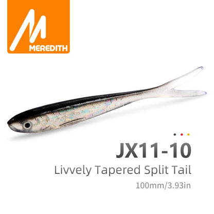MEREDITH 5 pçs 100mm 4.4g Iscas macias de pesca para água salgada e doce Silicone Minnow Vermes Wobblers Isca artificial Bass Tackle Jigs